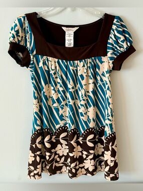 Speechless Women’s Floral Square Neck Blouse Top, Medium